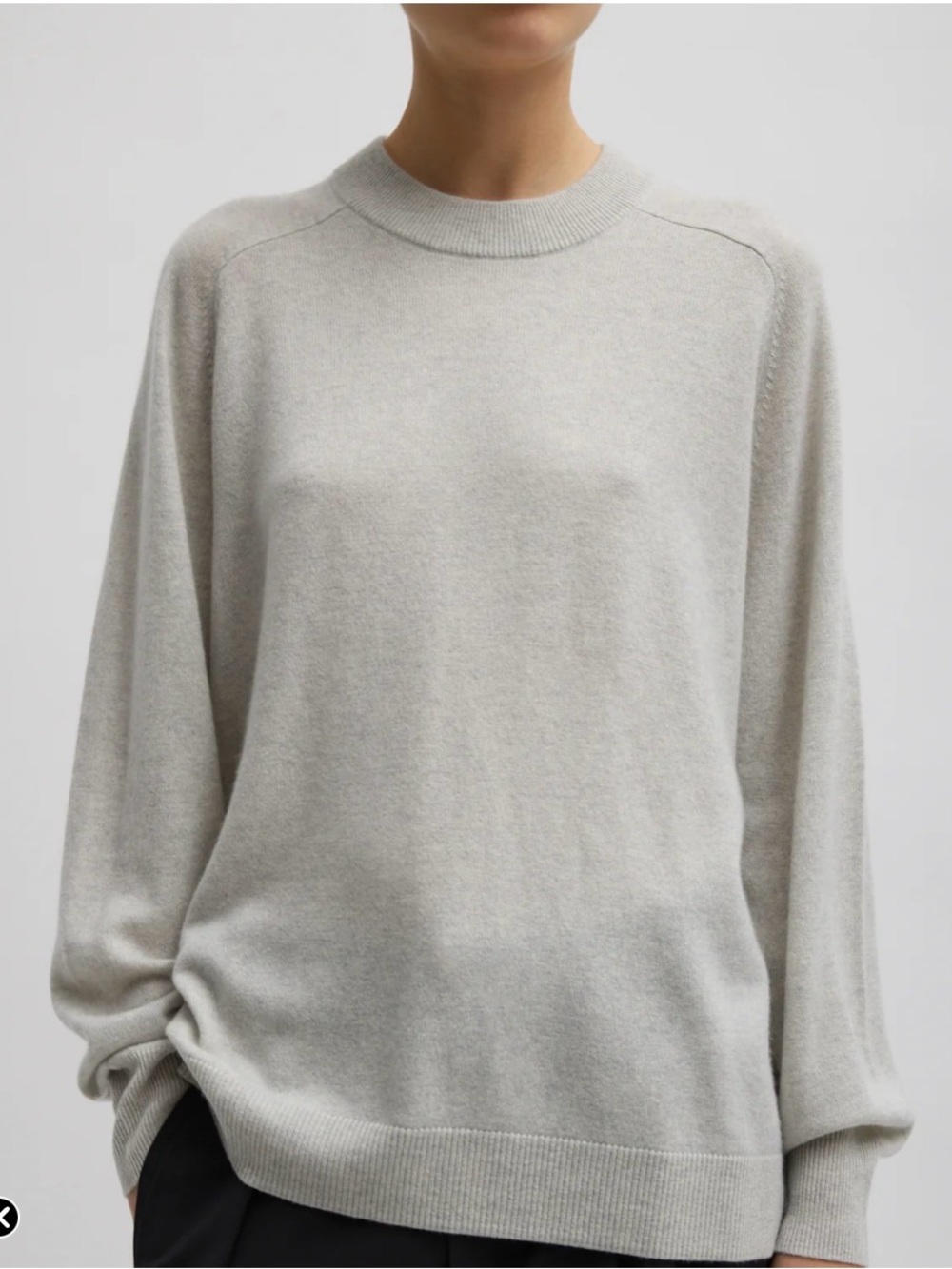 Tibi Washable Cashmere Crewneck Women's Sweater - Light Gray